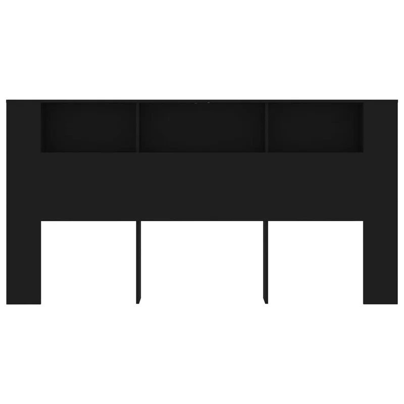 Tête de lit avec rangement accessoire de lit table de chevet étagère 200 x 18,5 x 104,5 cm MDF noir TDL0200018
