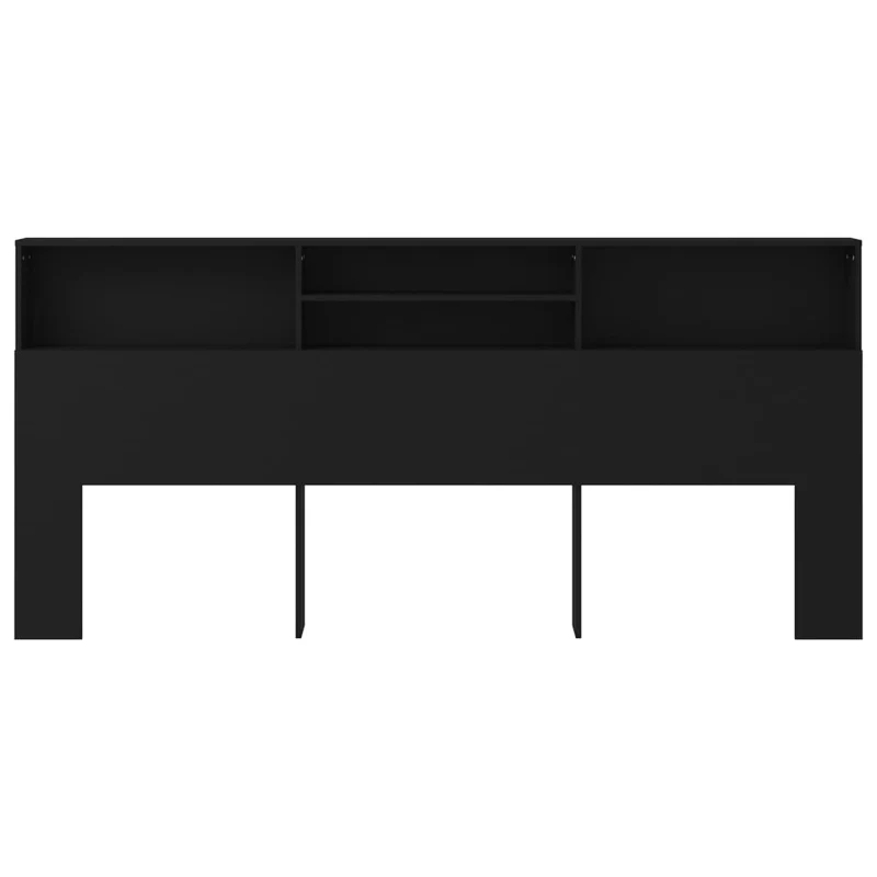 Tête de lit avec rangement accessoire de lit table de chevet étagère 220 x 19 x 103,5 cm MDF noir TDL0200015
