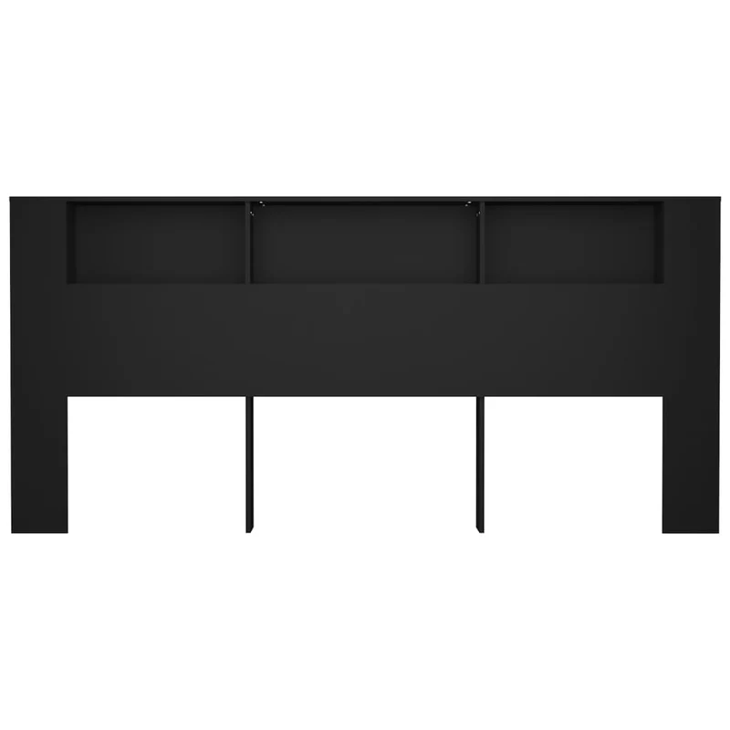 Tête de lit avec rangement accessoire de lit table de chevet étagère 220 x 18,5 x 104,5 cm MDF noir TDL0200016