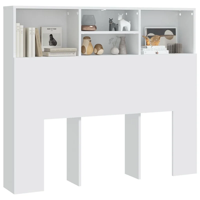 Tête de lit avec rangement accessoire de lit table de chevet étagère 120 x 19 x 103,5 cm MDF blanc TDL0200109