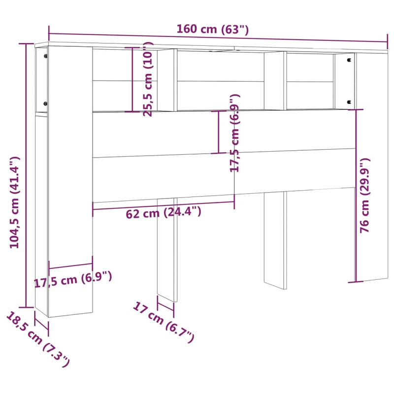 Tête de lit avec rangement accessoire de lit table de chevet étagère 160 x 18,5 x 104,5 cm MDF blanc TDL0200106
