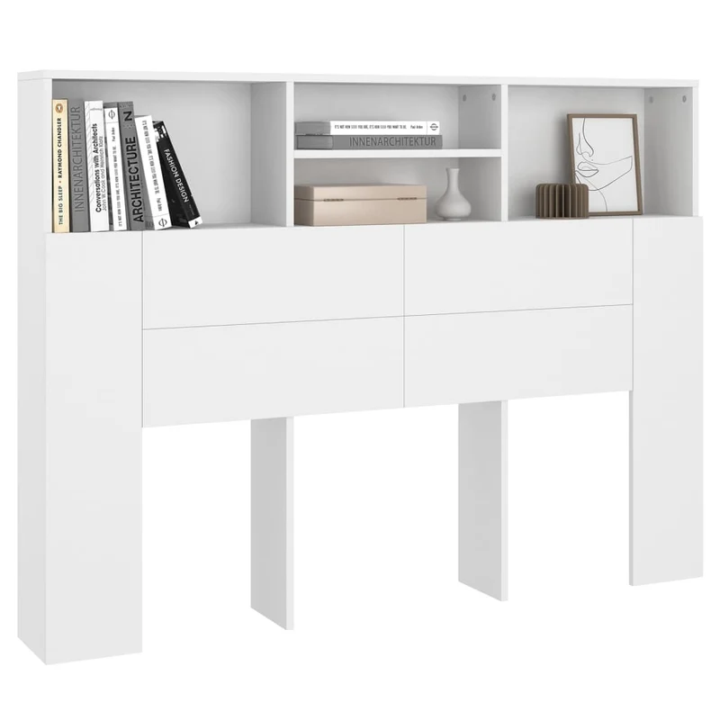 Tête de lit avec rangement accessoire de lit table de chevet étagère 140 x 19 x 103,5 cm MDF blanc TDL0200107