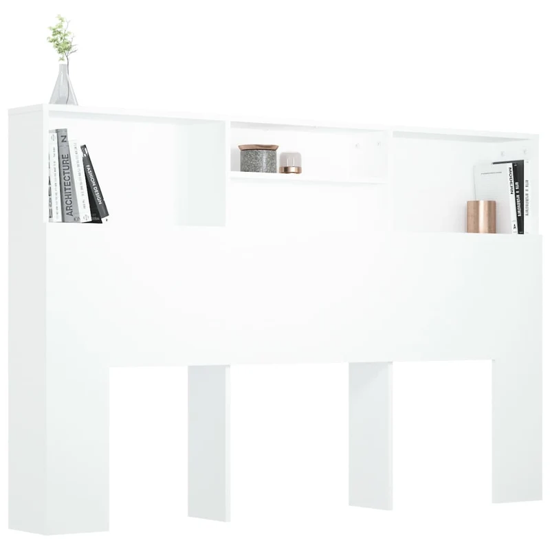 Tête de lit avec rangement accessoire de lit table de chevet étagère 160 x 19 x 103,5 cm MDF blanc TDL0200105