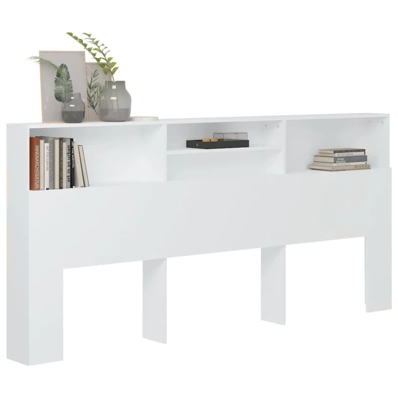 Tête de lit avec rangement accessoire de lit table de chevet étagère 220 x 19 x 103,5 cm MDF blanc TDL0200099