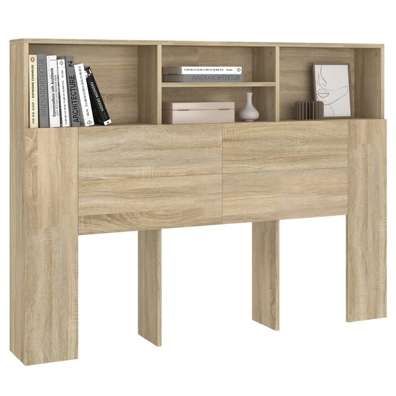 Tête de lit avec rangement accessoire de lit table de chevet étagère 140 x 19 x 103,5 cm MDF couleur chêne TDL0200049