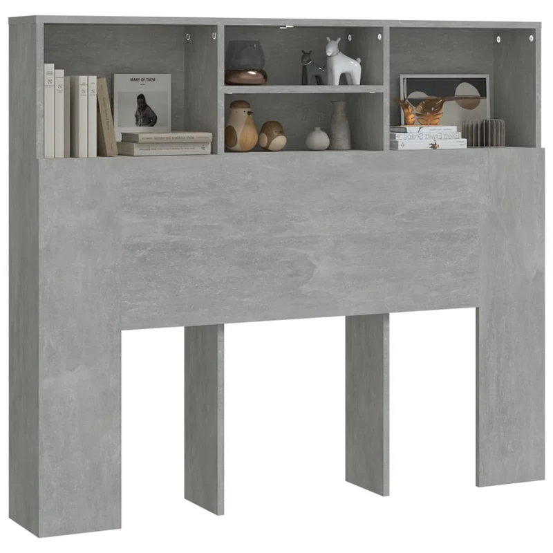 Tête de lit avec rangement accessoire de lit table de chevet étagère 120 x 19 x 103,5 cm MDF gris TDL0200039