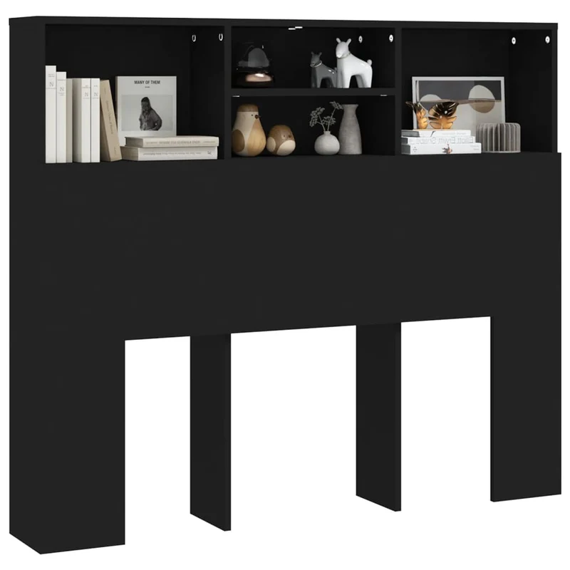 Tête de lit avec rangement accessoire de lit table de chevet étagère 120 x 19 x 103,5 cm MDF noir TDL0200025