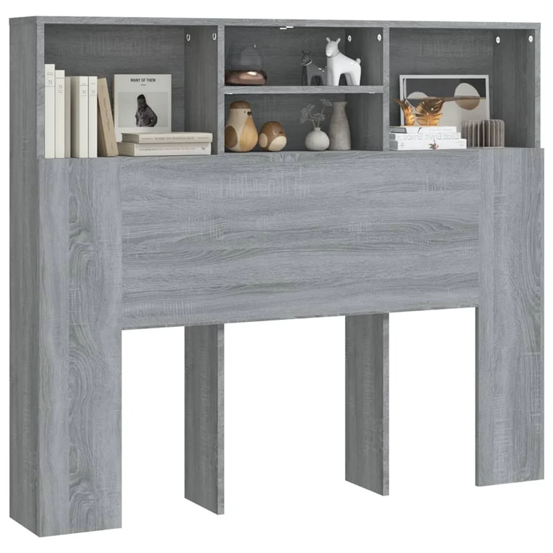 Tête de lit avec rangement accessoire de lit table de chevet étagère 120 x 19 x 103,5 cm MDF gris TDL0200011
