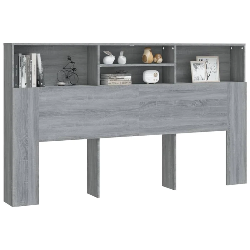 Tête de lit avec rangement accessoire de lit table de chevet étagère 180 x 19 x 103,5 cm MDF gris TDL0200005