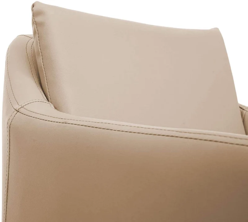 Lot de 2 tabourets de bar avec repose-pieds en synthétique taupe et métal noir TDB04064