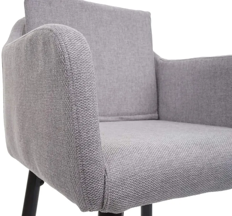 Lot de 2 tabourets de bar avec repose-pieds en tissu gris clair et métal noir TDB04061