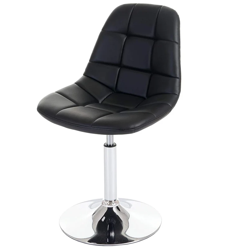 6x chaises de salle à manger en synthétique noir pied chromé pivotant CDS04623