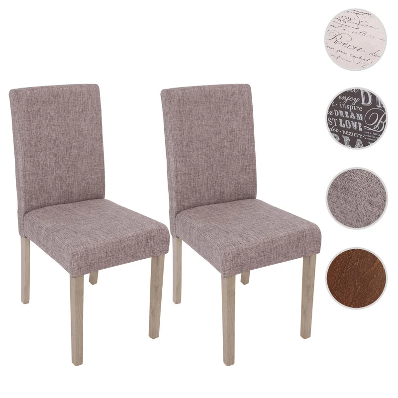 Lot de 2 chaises de salle à manger cuisine en tissu gris pieds en bois clair 04_0000431