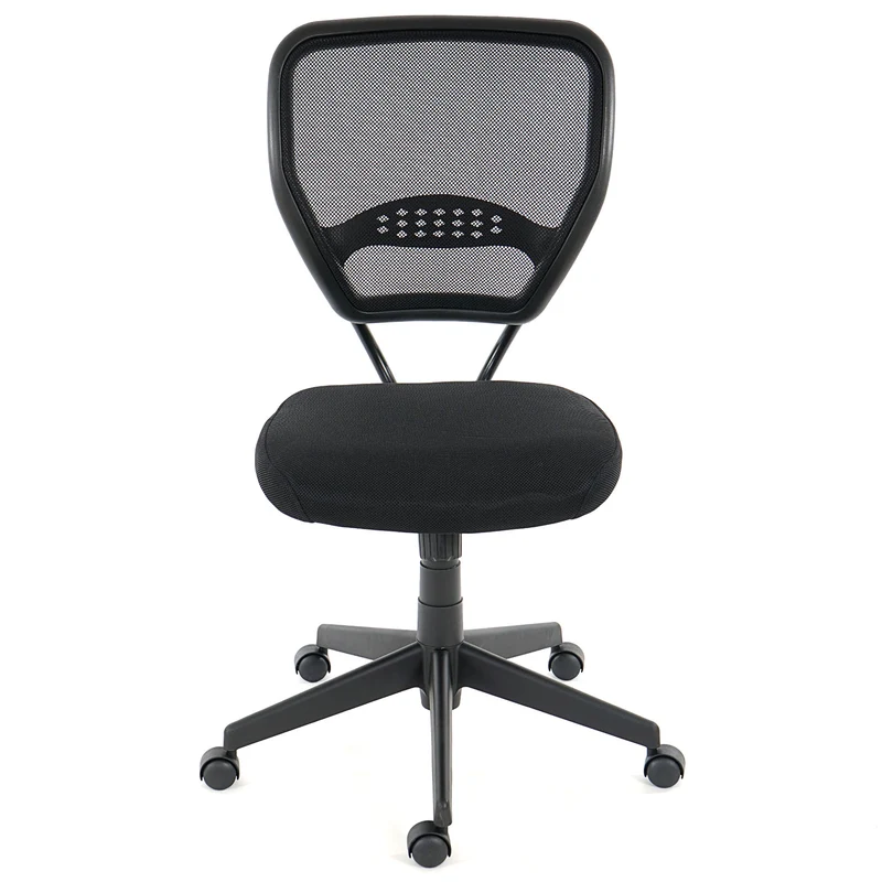 Fauteuil chaise de bureau sur roulettes pivotante en tissu mesh noir sans accoudoirs 04_0001913