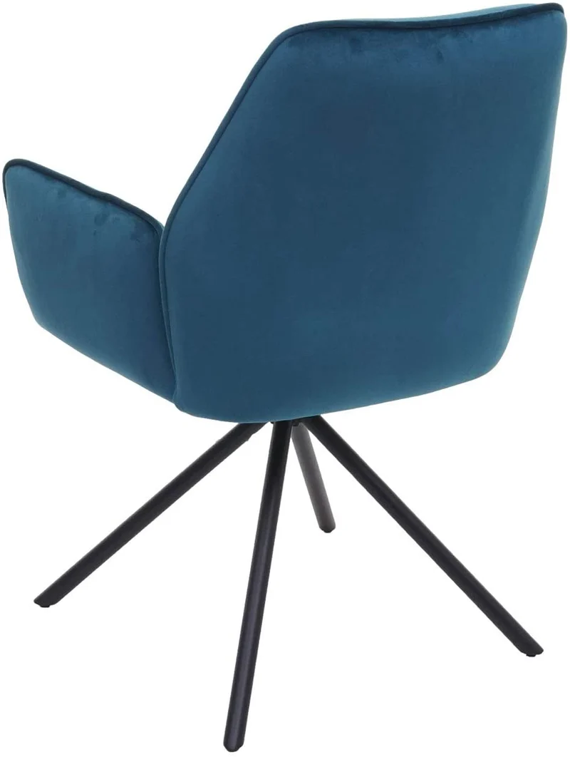 Chaise fauteuil rembourré salon bureau avec accoudoirs rotation 90° en velours bleu FAL04036