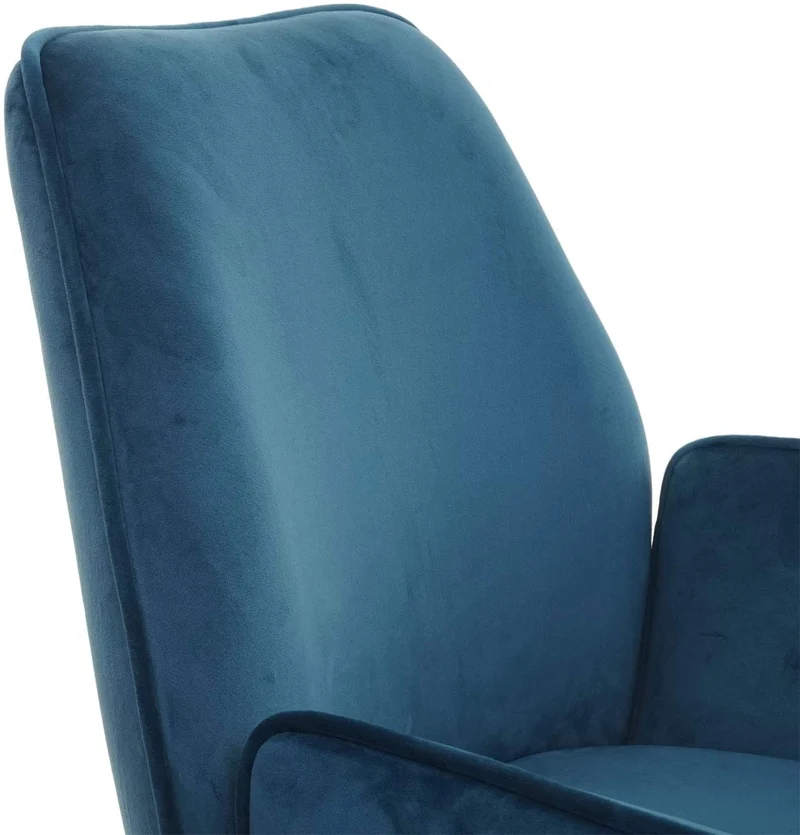 Chaise fauteuil rembourré salon bureau avec accoudoirs rotation 90° en velours bleu FAL04036