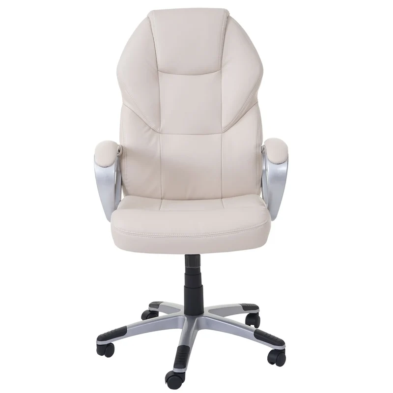 Fauteuil de bureau sur roulettes avec fonction massage chauffage pivotante en synthétique crème 04_0001917