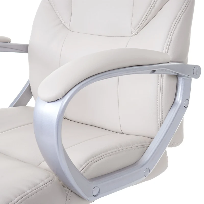 Fauteuil de bureau sur roulettes avec fonction massage chauffage pivotante en synthétique crème 04_0001917