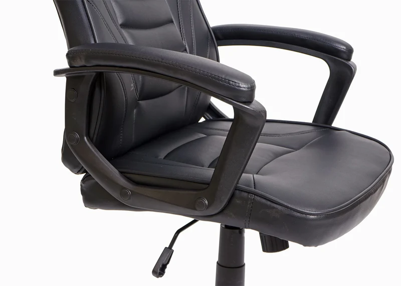 Fauteuil chaise de bureau gamer sur roulettes forme ergonomique pivotant hauteur réglable synthétique noir 04_0001839