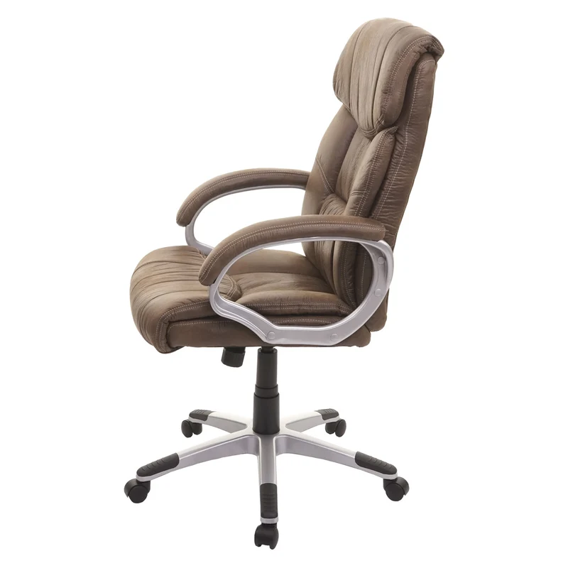 Fauteuil chaise de bureau sur roulettes avec accoudoirs pivotant tissu aspect daim gris foncé 04_0001807
