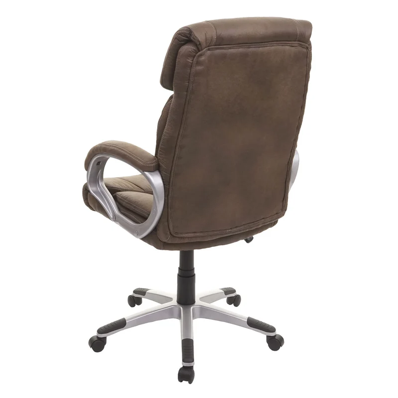 Fauteuil chaise de bureau sur roulettes avec accoudoirs pivotant tissu aspect daim gris foncé 04_0001807