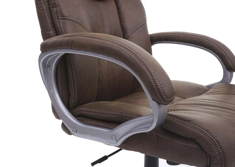 Fauteuil chaise de bureau sur roulettes avec accoudoirs pivotant tissu aspect daim gris foncé 04_0001807