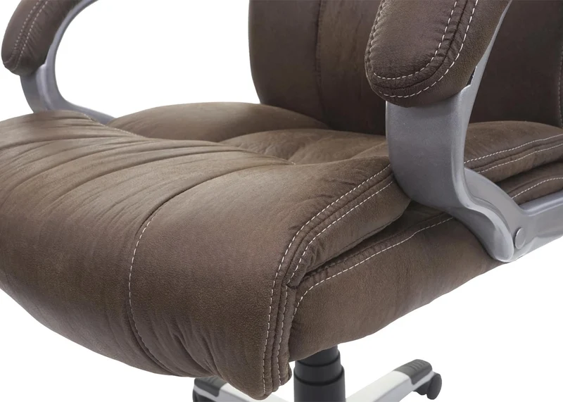 Fauteuil chaise de bureau sur roulettes avec accoudoirs pivotant tissu aspect daim gris foncé 04_0001807