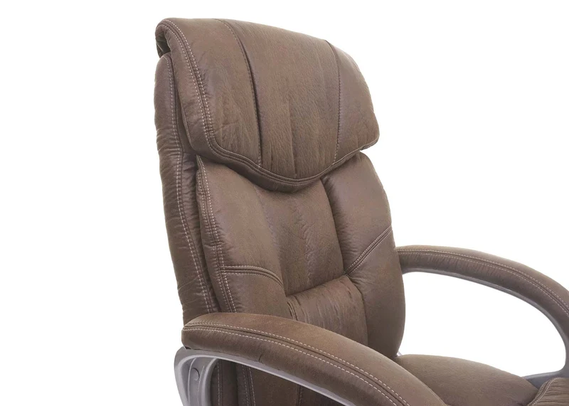 Fauteuil chaise de bureau sur roulettes avec accoudoirs pivotant tissu aspect daim gris foncé 04_0001807