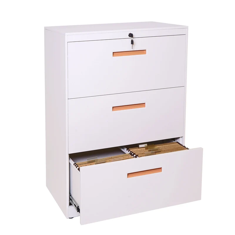 Armoire de bureau rangement en acier A4 tiroirs verrouillable 103x76x46cm blanc 04_0001030