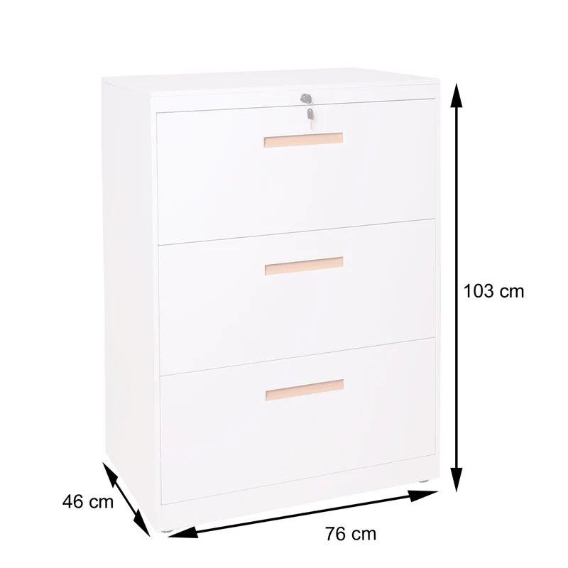 Armoire de bureau rangement en acier A4 tiroirs verrouillable 103x76x46cm blanc 04_0001030
