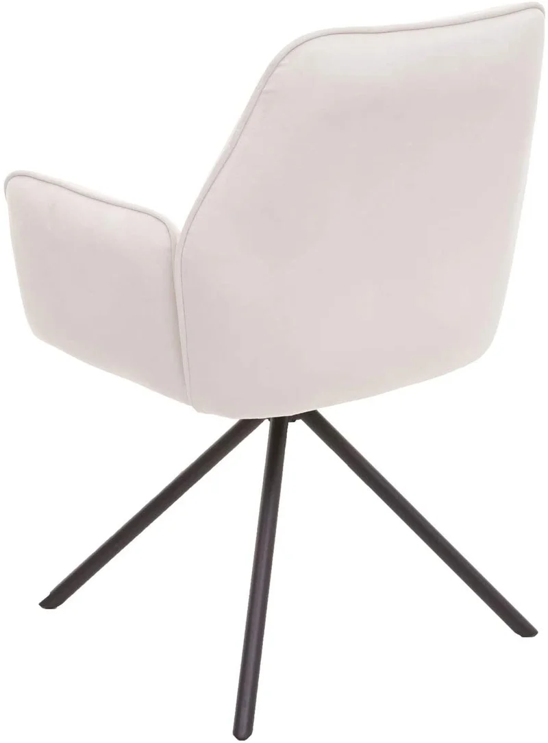 Chaise fauteuil rembourré salon bureau avec accoudoirs rotation 90° en velours crème FAL04033