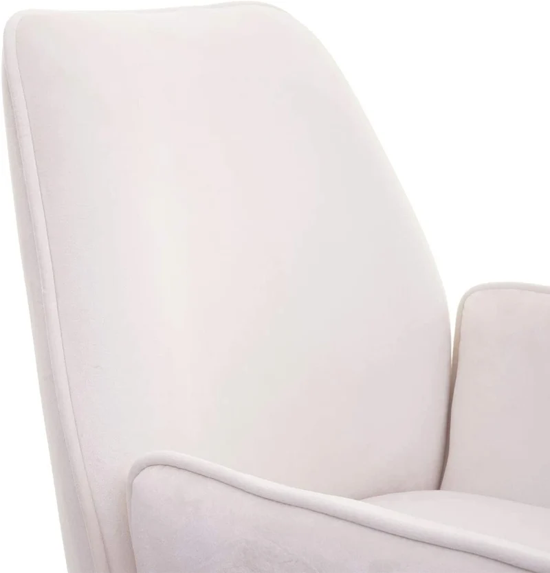Chaise fauteuil rembourré salon bureau avec accoudoirs rotation 90° en velours crème FAL04033