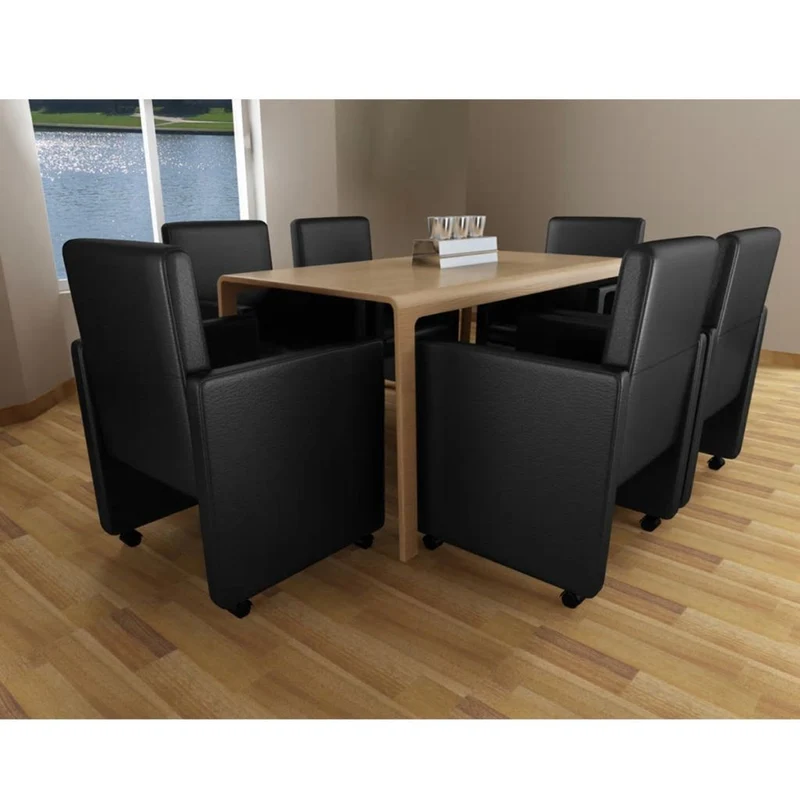 Lot de 6 chaises de salle à manger cuisine design moderne confortable en synthétique noir CDS022678