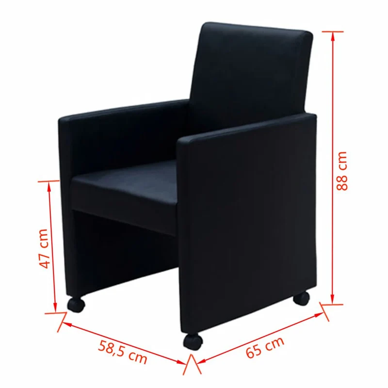 Lot de 6 chaises de salle à manger cuisine design moderne confortable en synthétique noir CDS022678