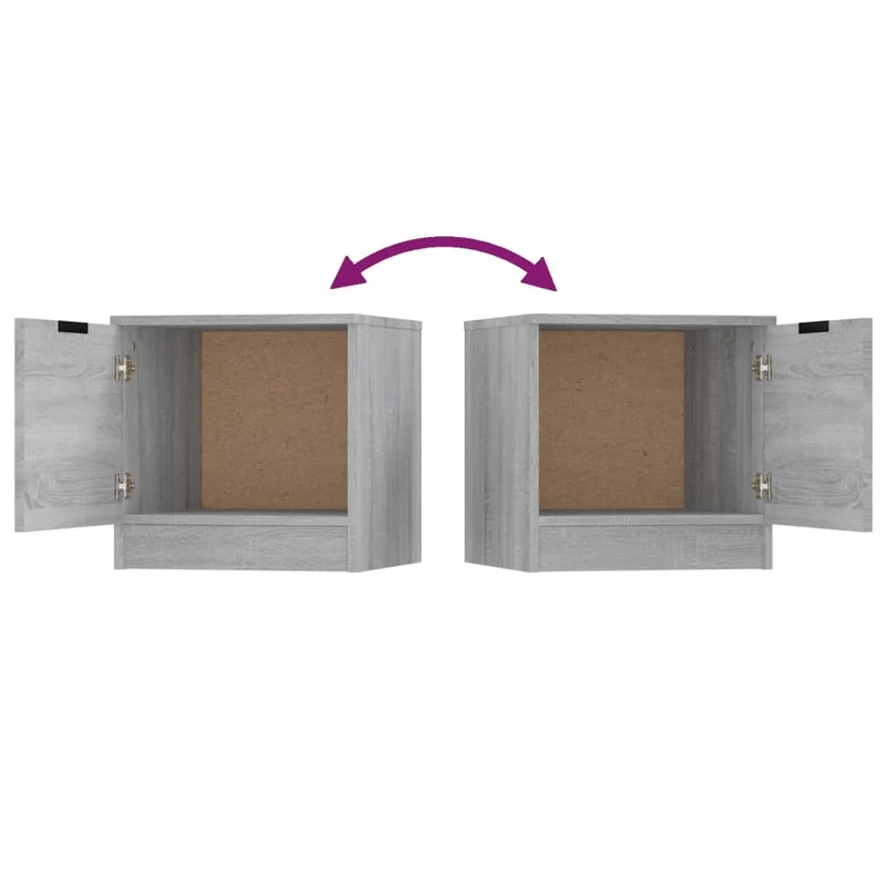 Lot de 2 tables de chevet avec compartiment avec porte 40 x 39 x 40 cm bois d'ingénierie gris DEC035715