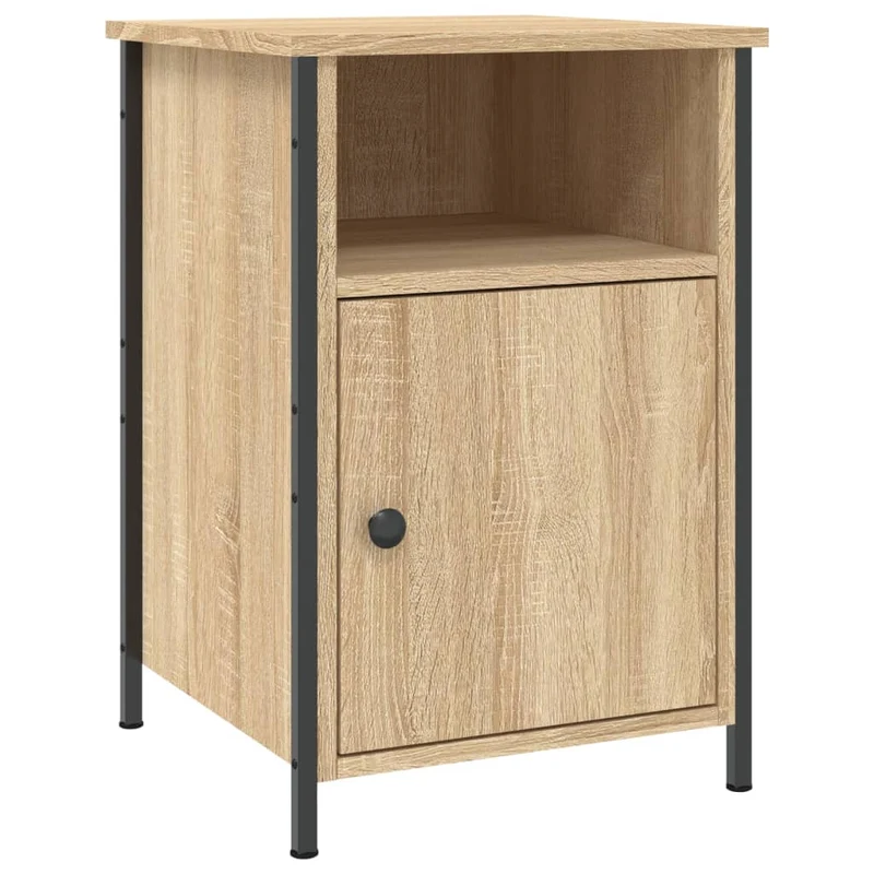 Table de chevet avec compartiment avec porte style industriel 40 x 42 x 60 cm bois d'ingénierie couleur chêne et fer DEC033871