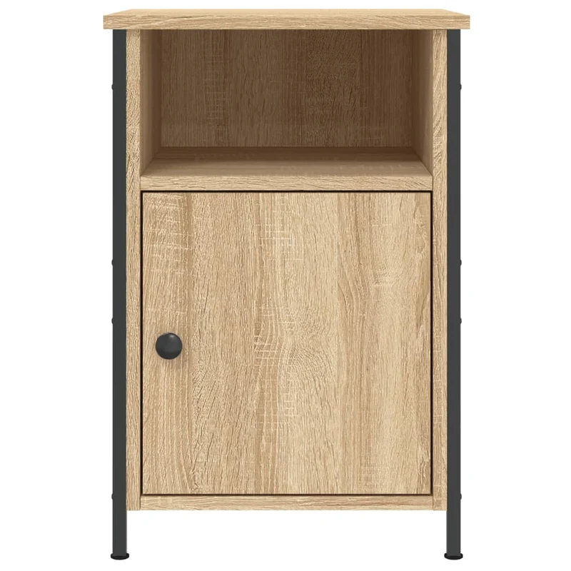 Table de chevet avec compartiment avec porte style industriel 40 x 42 x 60 cm bois d'ingénierie couleur chêne et fer DEC033871
