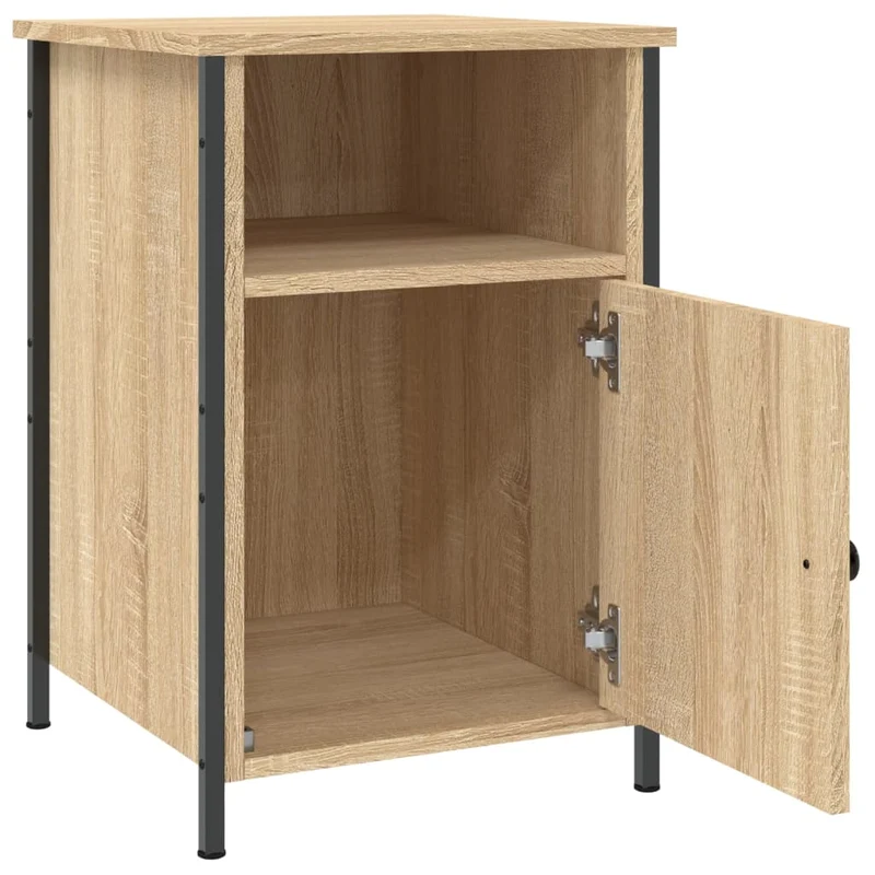 Table de chevet avec compartiment avec porte style industriel 40 x 42 x 60 cm bois d'ingénierie couleur chêne et fer DEC033871