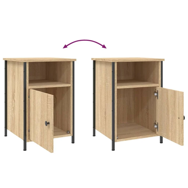 Table de chevet avec compartiment avec porte style industriel 40 x 42 x 60 cm bois d'ingénierie couleur chêne et fer DEC033871