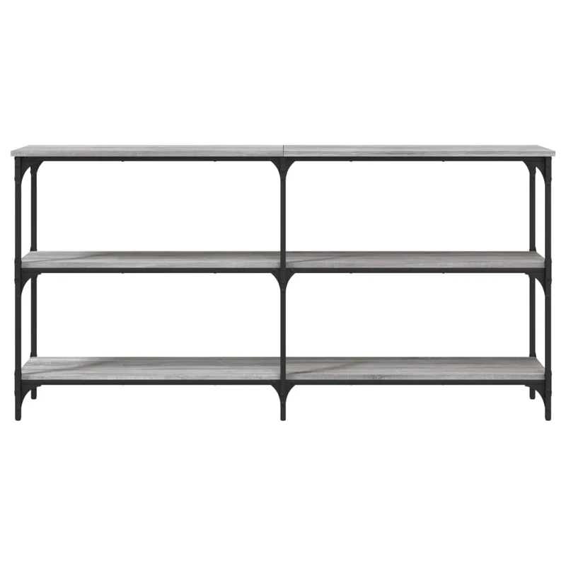 Table console avec étagères style industriel 150 x 29 x 75 cm bois d'ingénierie gris et métal DEC032218