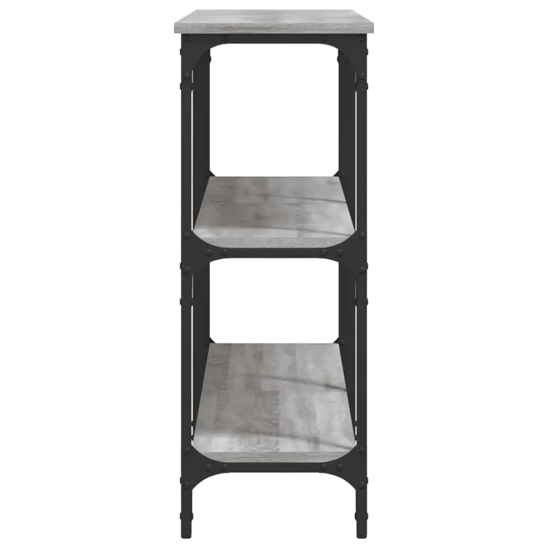 Table console avec étagères style industriel 150 x 29 x 75 cm bois d'ingénierie gris et métal DEC032218