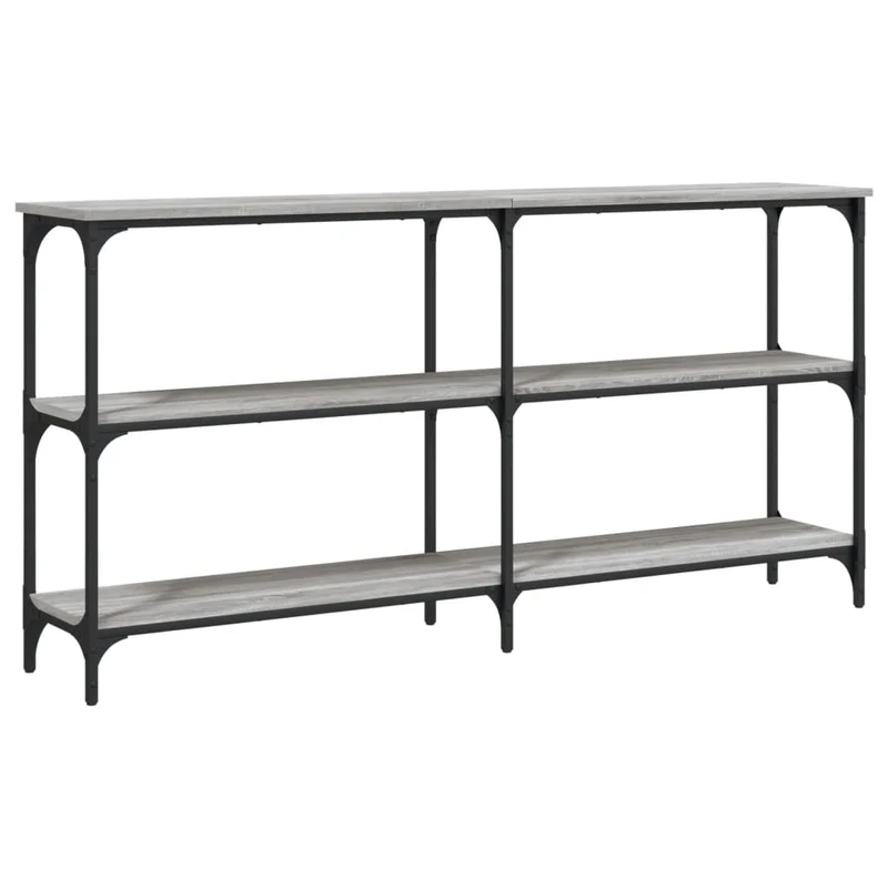 Table console avec étagères style industriel 150 x 29 x 75 cm bois d'ingénierie gris et métal DEC032218