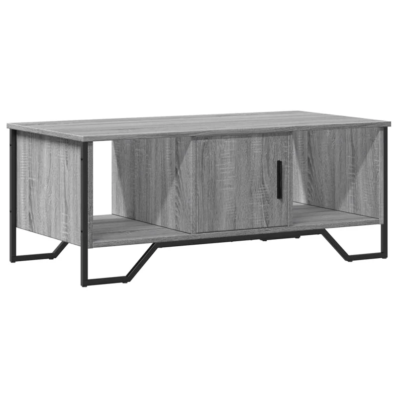 Table basse avec compartiment de rangement style industriel 100 x 51 x 40 cm bois d'ingénierie gris et métal DEC039960