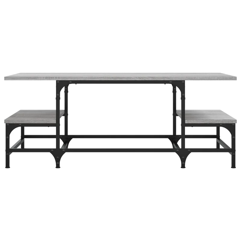 Table basse avec étagères design industriel 100 x 50,5 x 40 cm bois d'ingénierie gris et métal DEC039935
