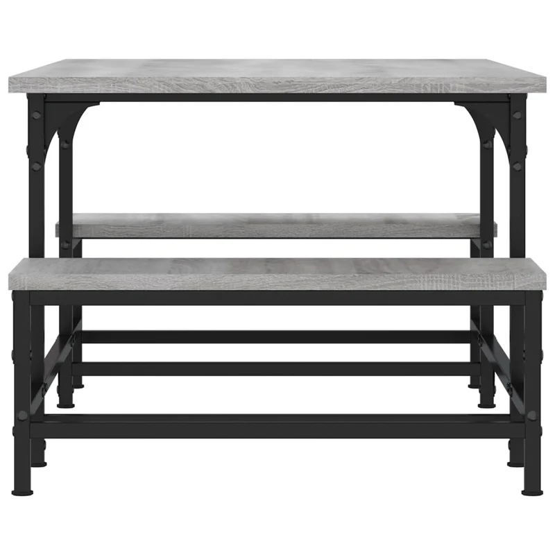 Table basse avec étagères design industriel 100 x 50,5 x 40 cm bois d'ingénierie gris et métal DEC039935