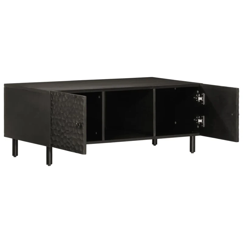 Table basse design moderne et contemporaine 100 x 54 x 40 cm bois massif de manguier noir et fer DEC039574