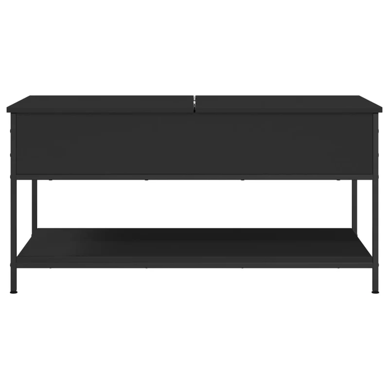 Table basse avec grand espace de rangement design moderne et contemporaine 100 x 50 x 50 cm bois d'ingénierie noir et métal DEC039566