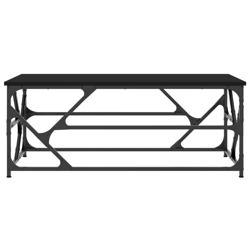 Table basse design industriel 100 x 50 x 40 cm bois d'ingénierie noir et métal DEC039549
