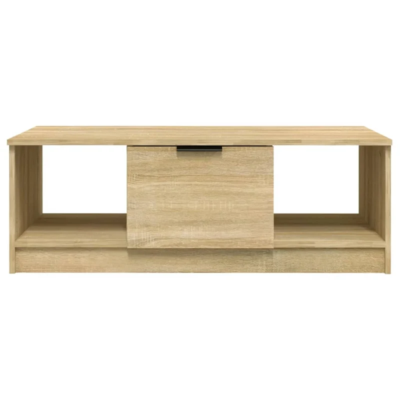 Table basse avec espace de rangement design moderne et contemporaine 102 x 50 x 36 cm bois d'ingénierie couleur chêne DEC038896