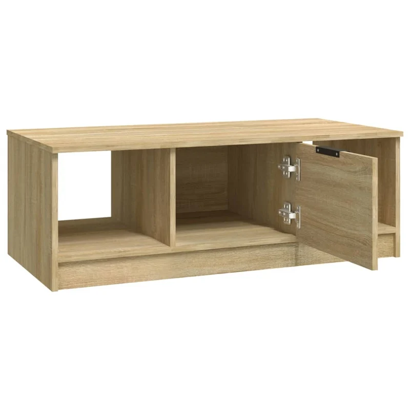 Table basse avec espace de rangement design moderne et contemporaine 102 x 50 x 36 cm bois d'ingénierie couleur chêne DEC038896